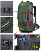 The Outdoor Backpack 60L is suitable for carrying clothing, gear, and essentials on longer trips. With a 60-liter capacity, it offers multiple compartments for organized storage. Adjustable straps allow the backpack to be fitted as needed. A handle and shoulder straps make it convenient to carry. Additional features include trekking pole straps, hip storage, and a drawcord for securing clothing.
