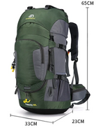 The Outdoor Backpack 60L is suitable for carrying clothing, gear, and essentials on longer trips. With a 60-liter capacity, it offers multiple compartments for organized storage. Adjustable straps allow the backpack to be fitted as needed. A handle and shoulder straps make it convenient to carry. Additional features include trekking pole straps, hip storage, and a drawcord for securing clothing.